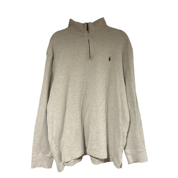 Polo Ralph Lauren Men’s XL Formal Sweater Half-Zip Tan/Cream Top - Picture 4 of 12